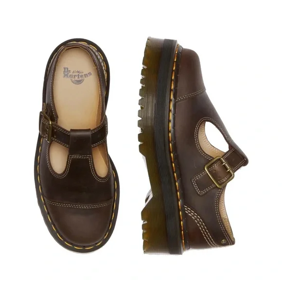 Dr Martens Bethan Mary Jane Arc Crazy Horse Brown Leather size 11 NEW Platform - Picture 4 of 5